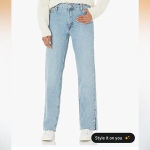 The Drop Women's Ian Mid Rise Relaxed Straight Side Slit Detail